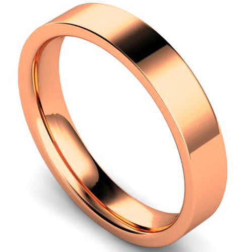 Edged traditional court profile wedding ring in rose gold | 4mm width