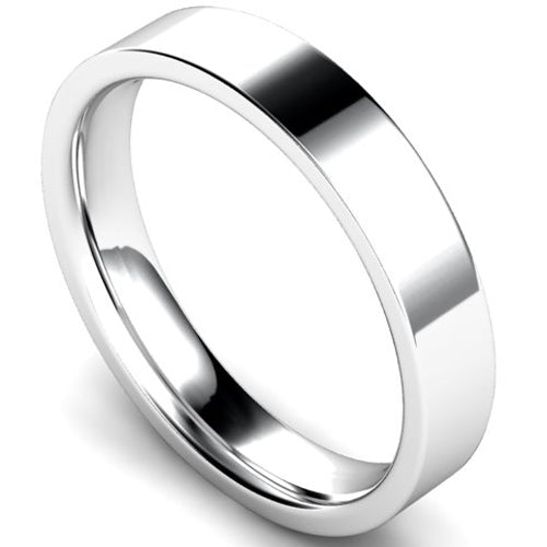 Edged flat court profile wedding ring in platinum | 4mm width