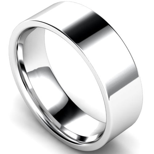 Edged flat court profile wedding ring in palladium | 7mm width