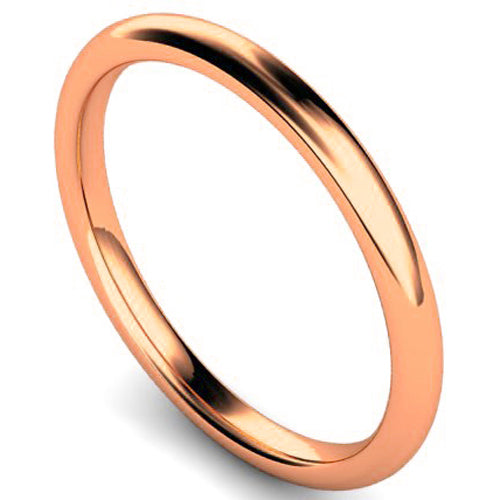 Edged traditional court profile wedding ring in rose gold | 2mm width