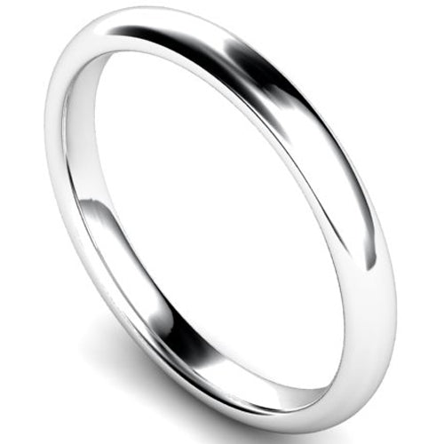 Edged traditional court profile wedding ring in white gold | 2.5mm width