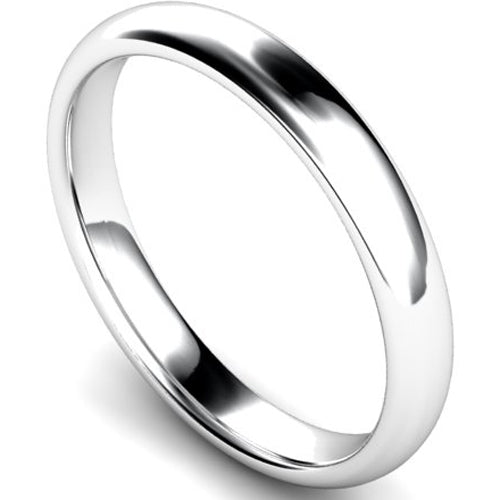 Edged traditional court profile wedding ring in white gold | 3mm width