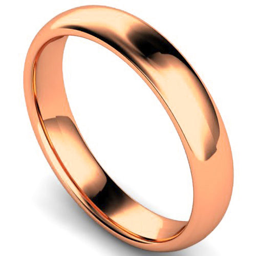 Edged traditional court profile wedding ring in rose gold | 4mm width