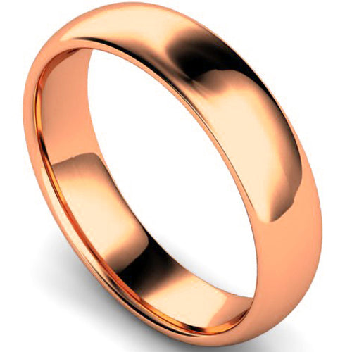 Edged traditional court profile wedding ring in rose gold | 5mm width