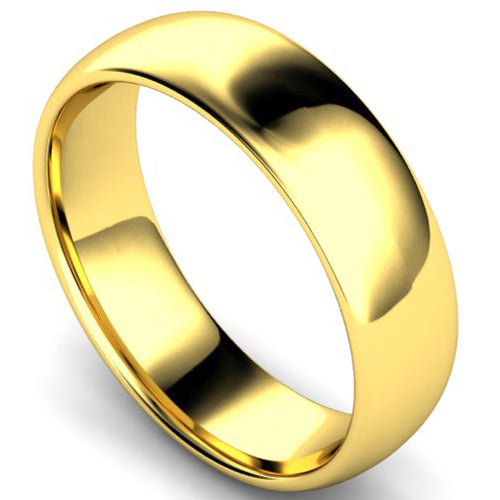 Edged traditional court profile wedding ring in yellow gold | 6mm width