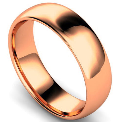 Edged traditional court profile wedding ring in rose gold | 6mm width