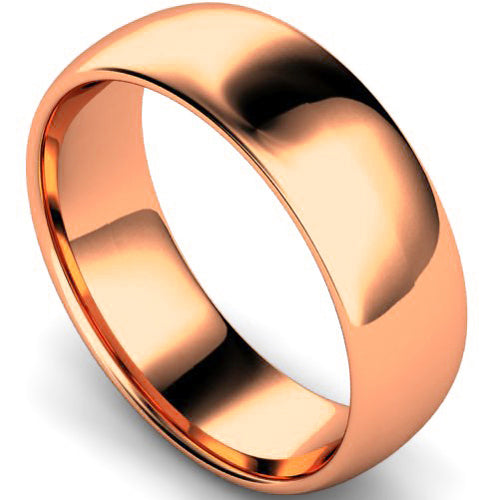 Edged traditional court profile wedding ring in rose gold | 7mm width