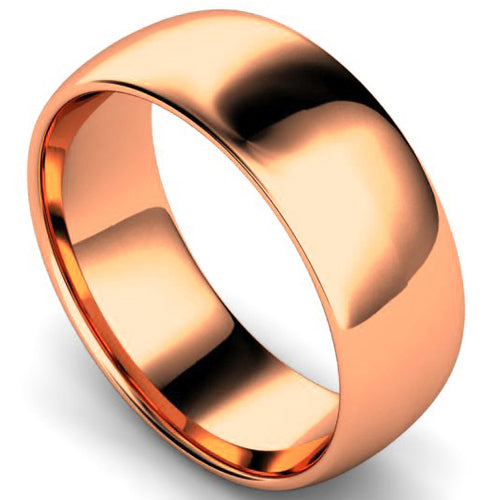 Edged traditional court profile wedding ring in rose gold | 8mm width