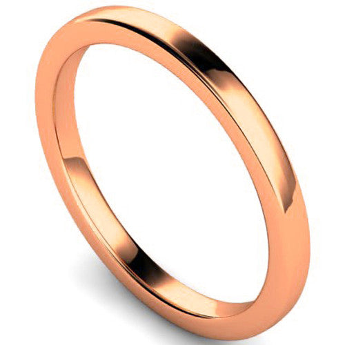 Edged slight court profile wedding ring in rose gold | 2mm width