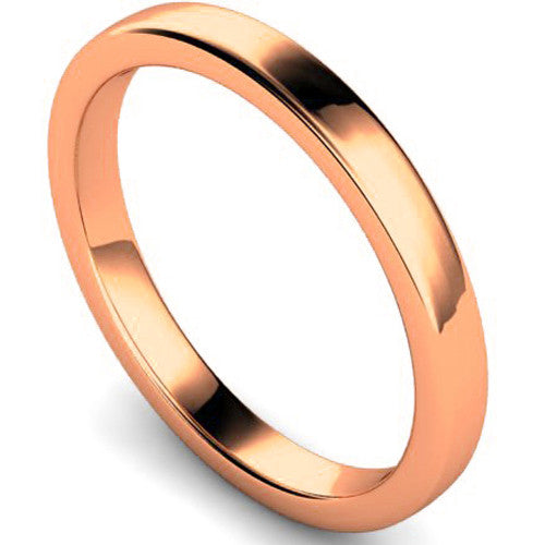 Edged slight court profile wedding ring in rose gold | 2.5mm width