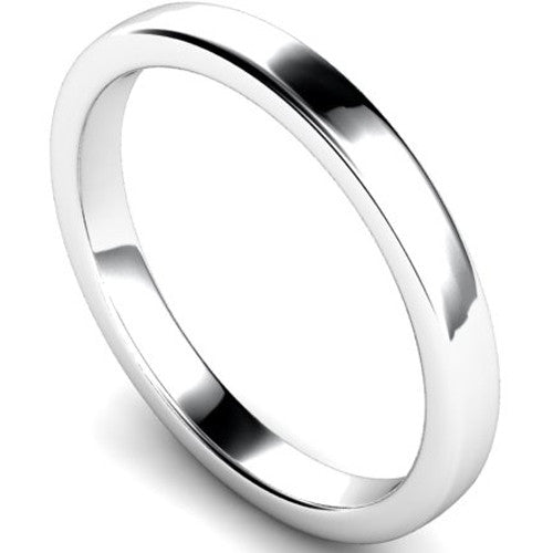 Edged slight court profile wedding ring in platinum | 2.5mm width