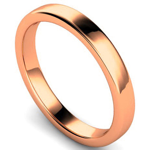 Edged slight court profile wedding ring in rose gold | 3mm width