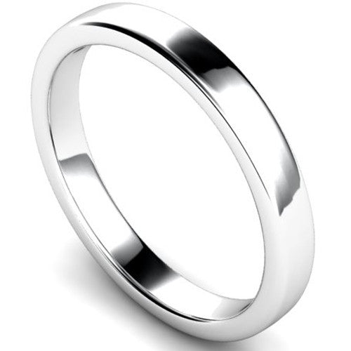 Edged slight court profile wedding ring in platinum | 3mm width