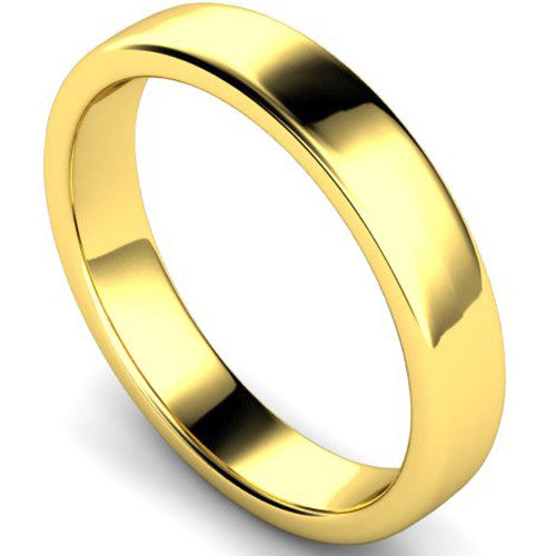 Edged slight court profile wedding ring in yellow gold | 4mm width