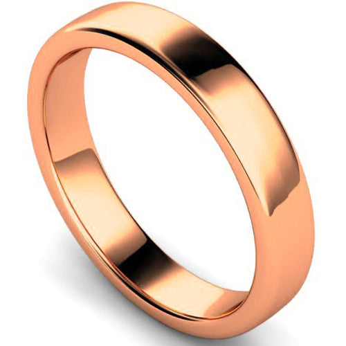 Edged slight court profile wedding ring in rose gold | 4mm width