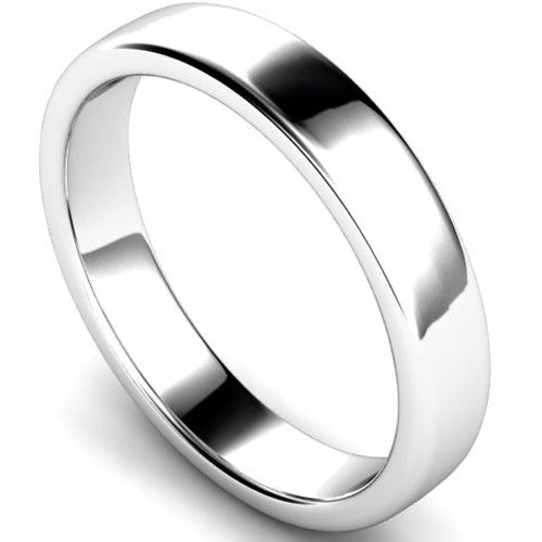 Edged slight court profile wedding ring in palladium | 4mm width