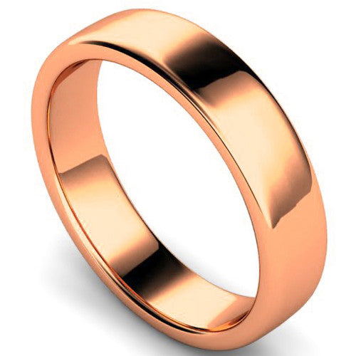 Edged slight court profile wedding ring in rose gold | 5mm width