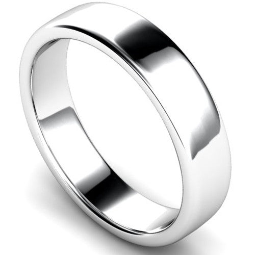 Edged slight court profile wedding ring in platinum | 5mm width