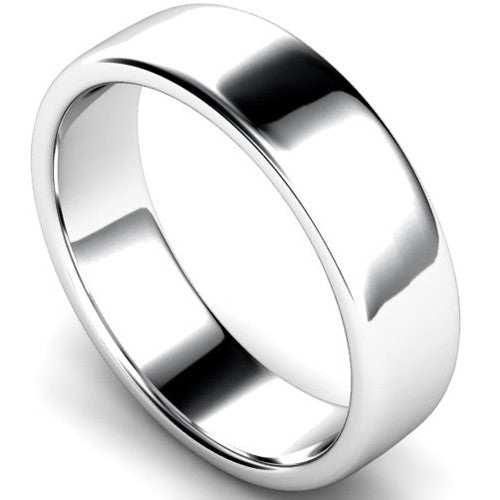 Edged slight court profile wedding ring in palladium | 6mm width