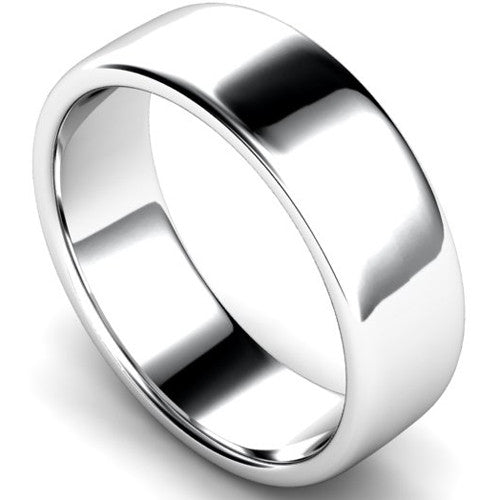 Edged slight court profile wedding ring in platinum | 7mm width