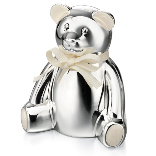 Teddy Bear Money Box, Silver Plated