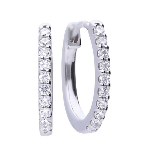 Cubic zirconia hinged hoop earrings in silver