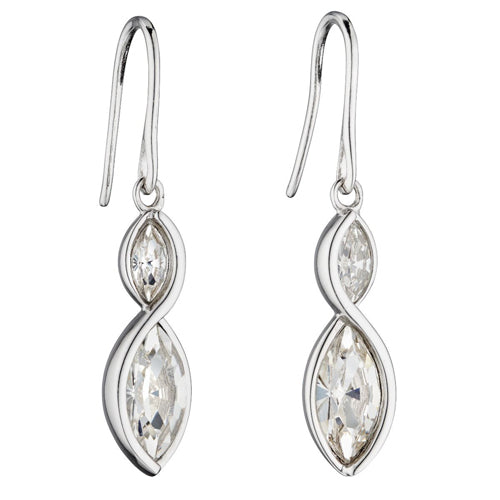 Fiorelli Cubic Zirconia Marquise Shape Drop Earrings in Silver