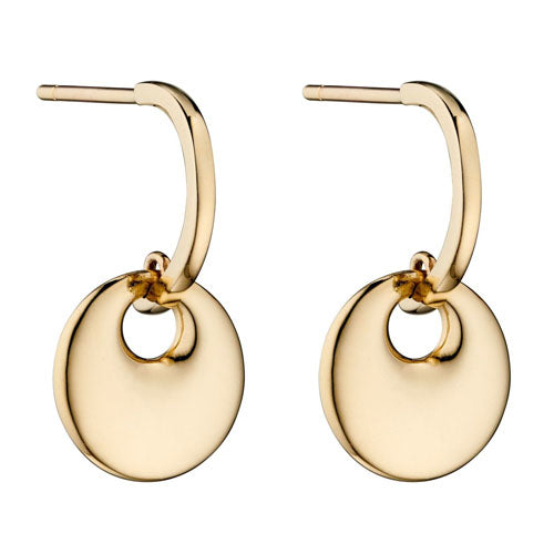 Disc drop half hoop earrings in 9ct gold