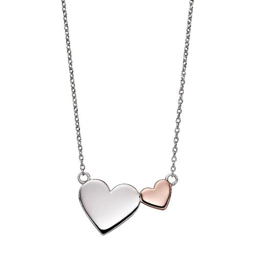 Fiorelli Double Heart Necklace in Silver with Rose Gold Plating